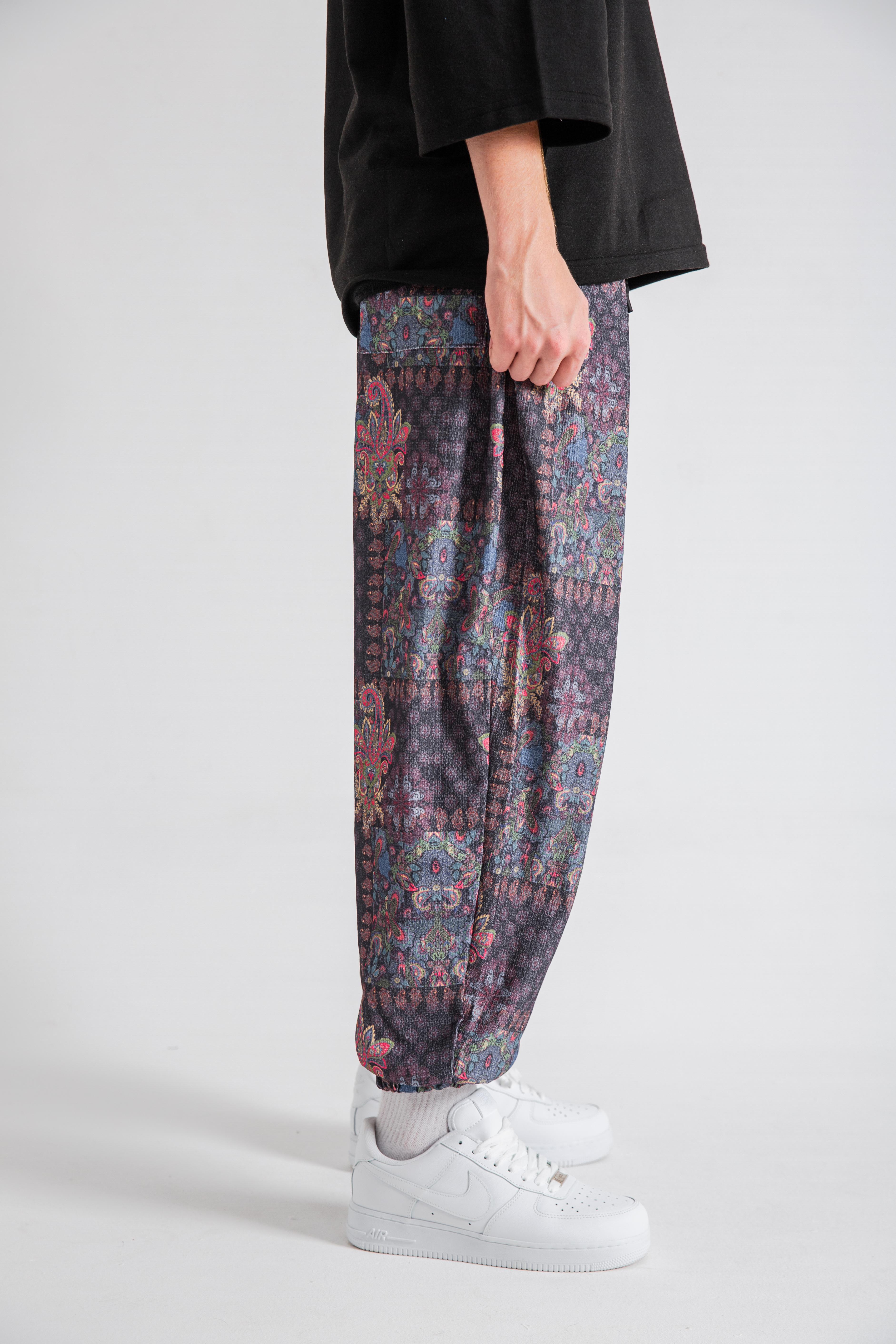 Erkek Purple Daisy Pileli Eşofman Altı