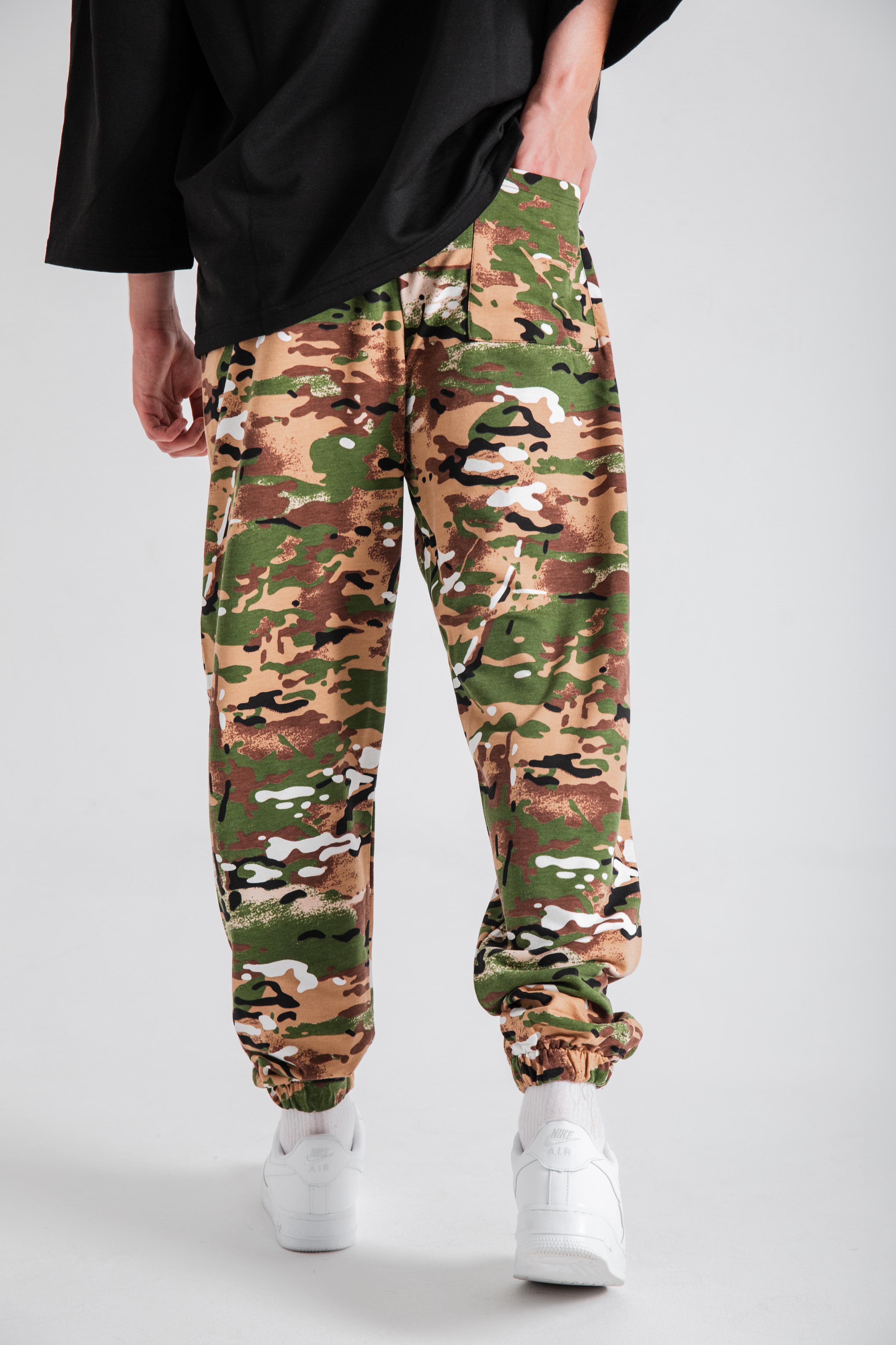 Erkek Green Kamuflaj Desenli Jogger Eşofman Altı