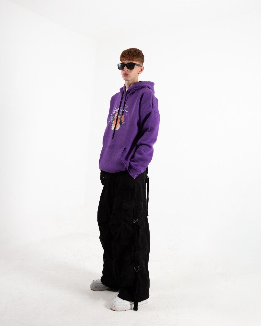 Erkek Mor Teddy Oversize Swearshirt