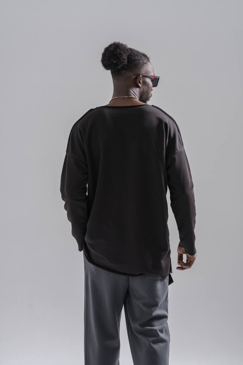 Erkek Asimetrik Ters Dikişli Sweat