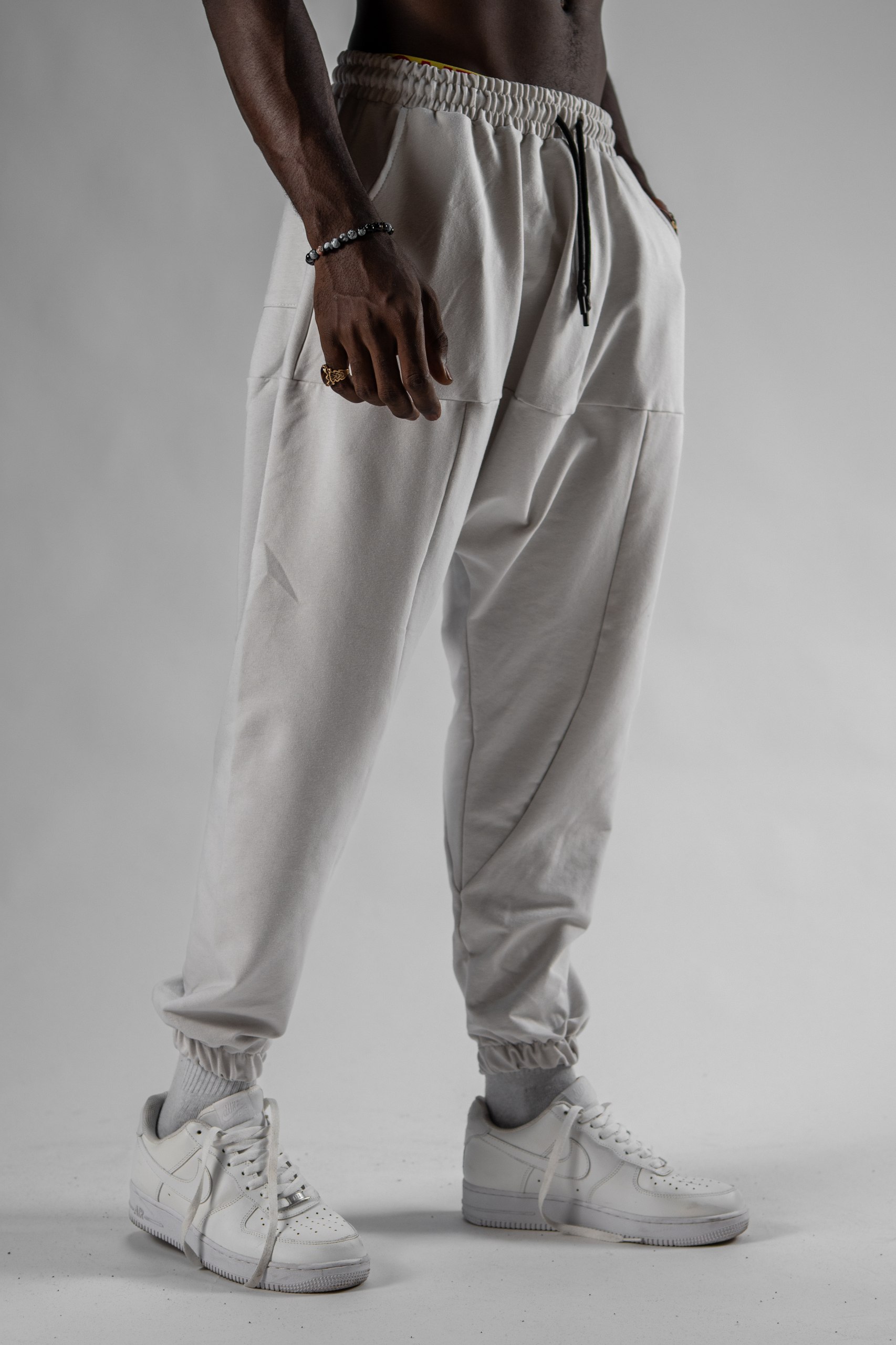 Erkek Beyaz Piece Jogger Şalvar Pantolon