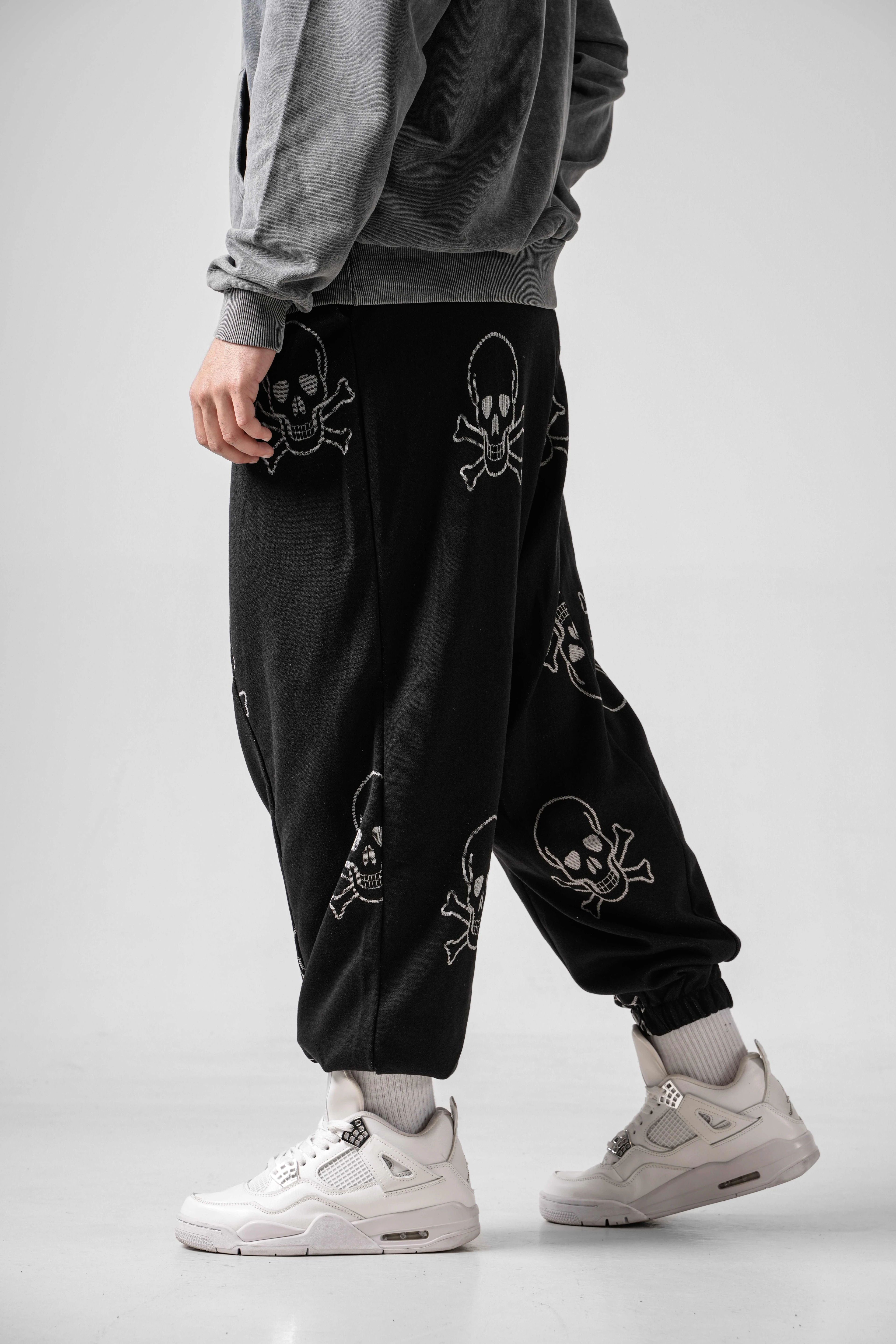 Erkek Death Head Pileli Yarım Şalvar