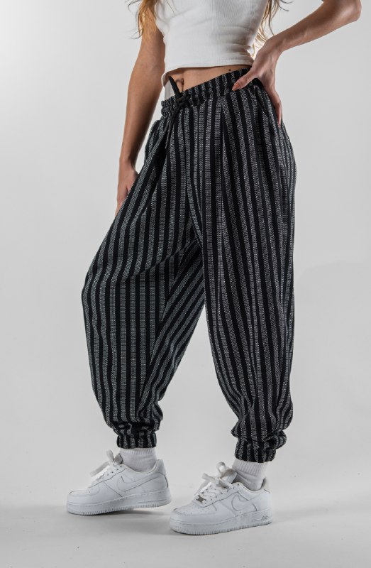 Kadın Vertical Stripe  Ws Pileli Eşofman Altı