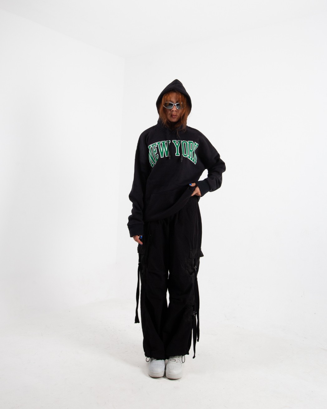 Kadın Siyah New York Oversize Sweatshirt