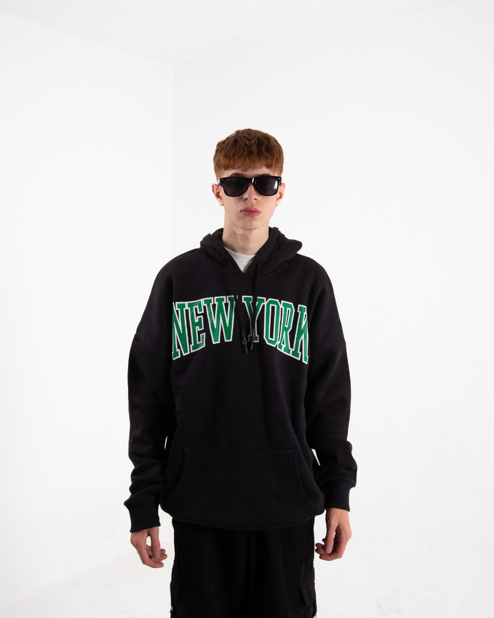 Erkek Siyah New York Oversize Sweatshirt