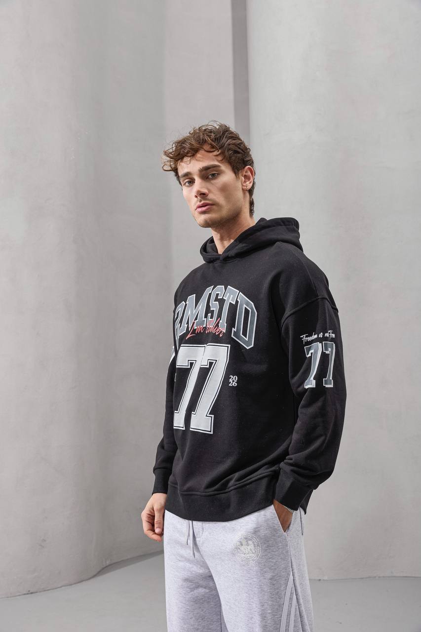 Erkek 2M 77 Black  Baskılı SweatShırt