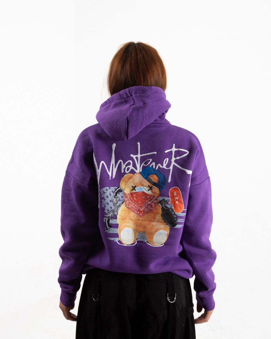 Kadın Mor Teddy Oversize Swearshirt