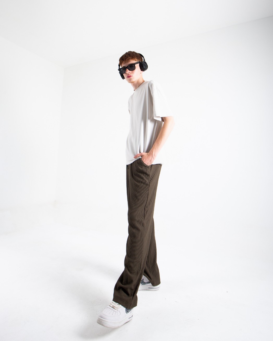 Erkek Haki Fitilli Baggy Pantolon