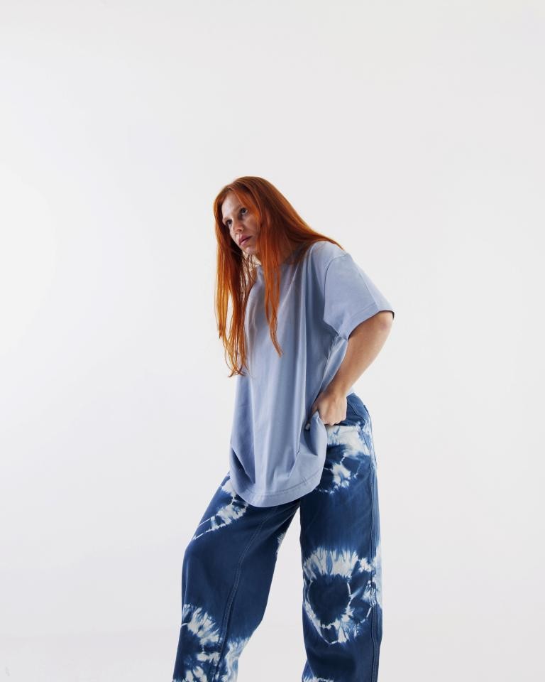 Gerusta Kadın Mavi Basic Oversize T-Shirt