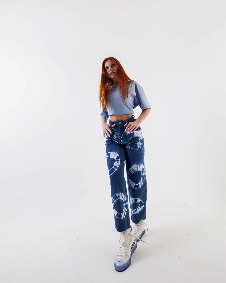 Gerusta Kadın Mavi Basic Oversize T-Shirt