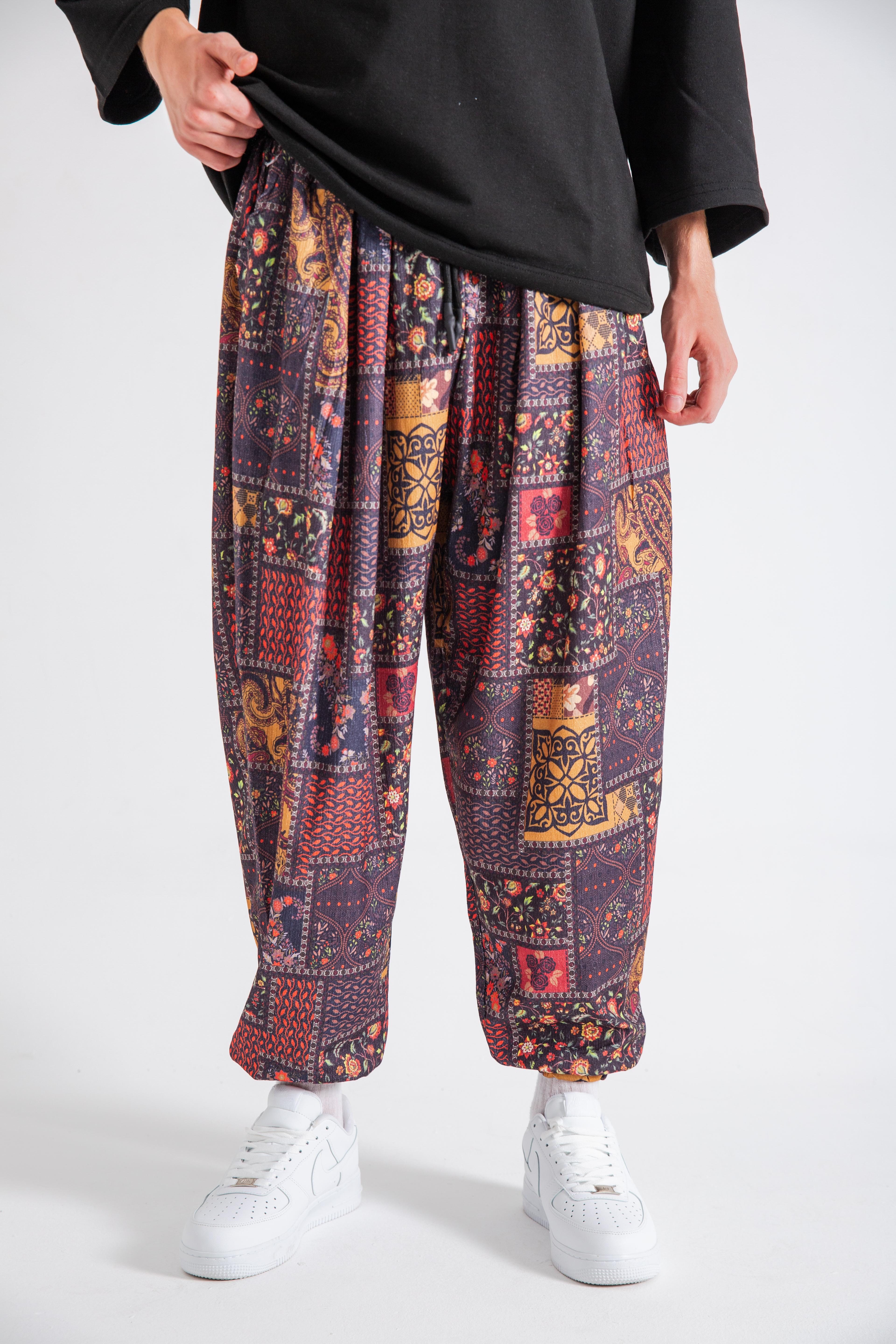 Erkek Ethnic Patterned Pileli Eşofman Altı