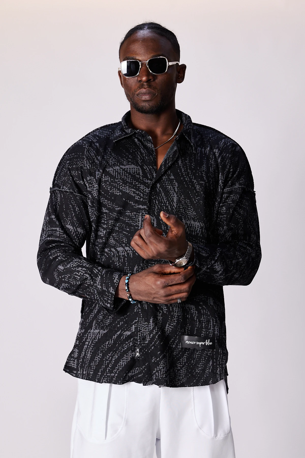 Erkek Nokta Desenli Oversize Gömlek