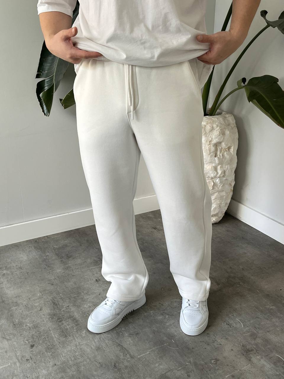 Erkek Beyaz Baggy Pantolon