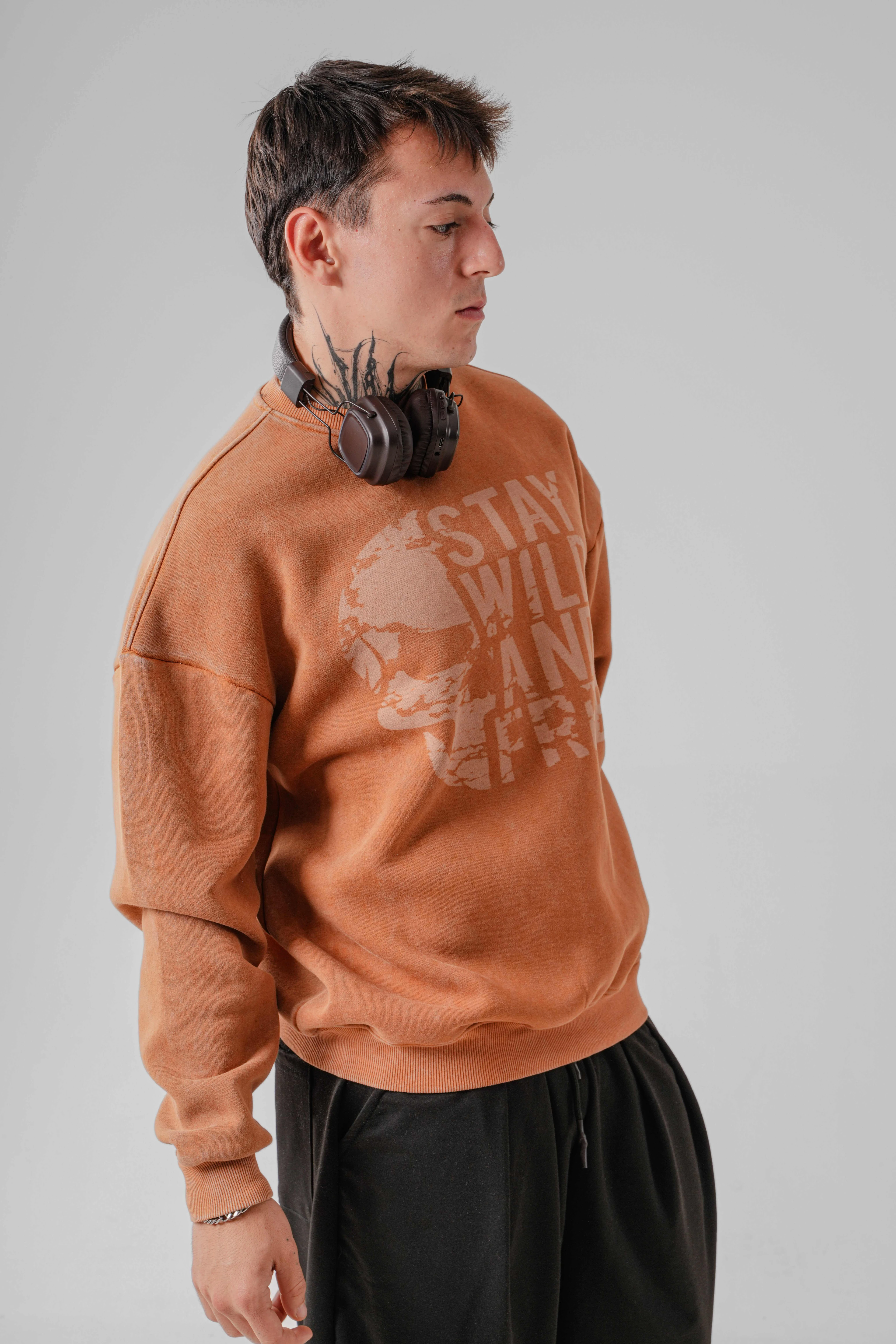 Erkek SWAF Orange Yıkamalı Sweat