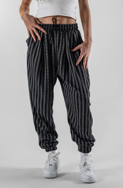 Kadın Vertical Stripe  Ws Pileli Eşofman Altı