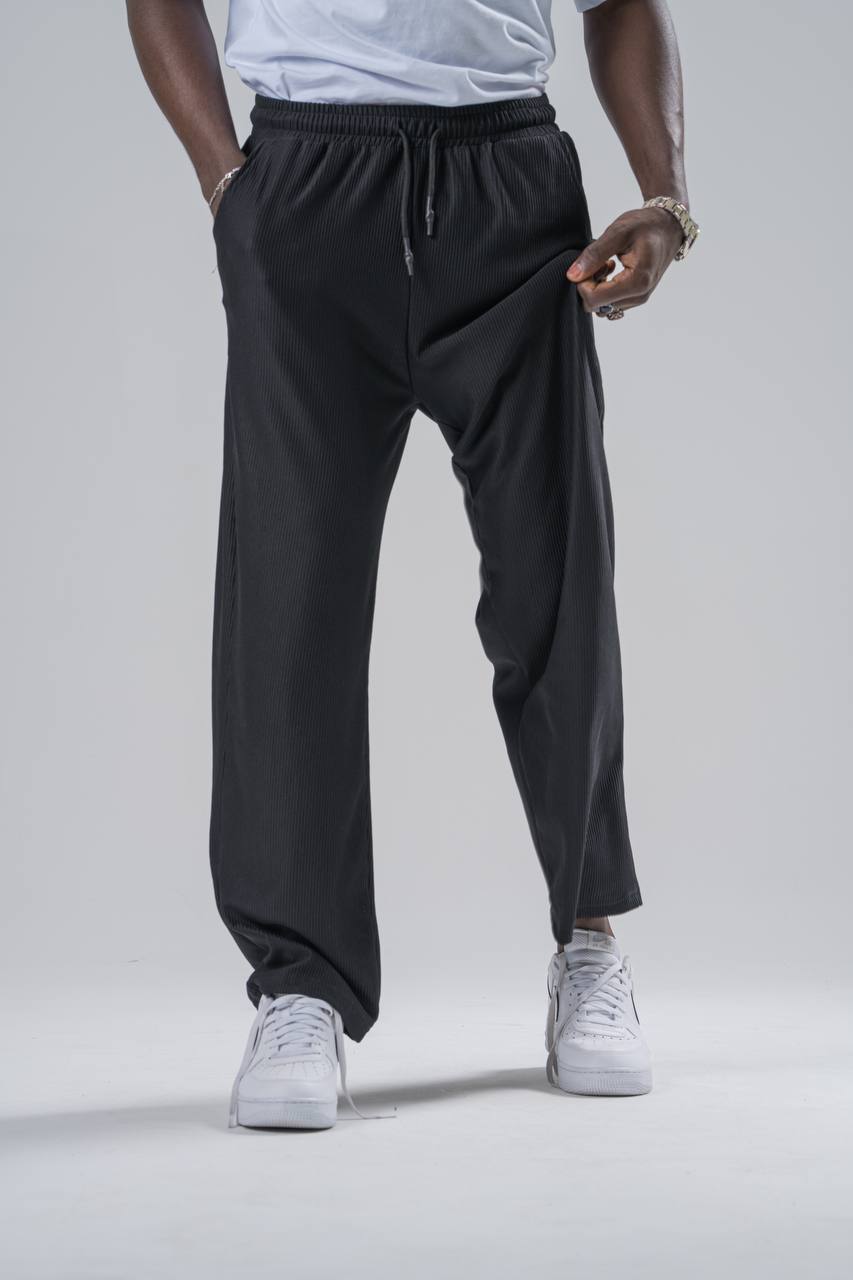 Erkek Siyah Fitilli Baggy Pantolon