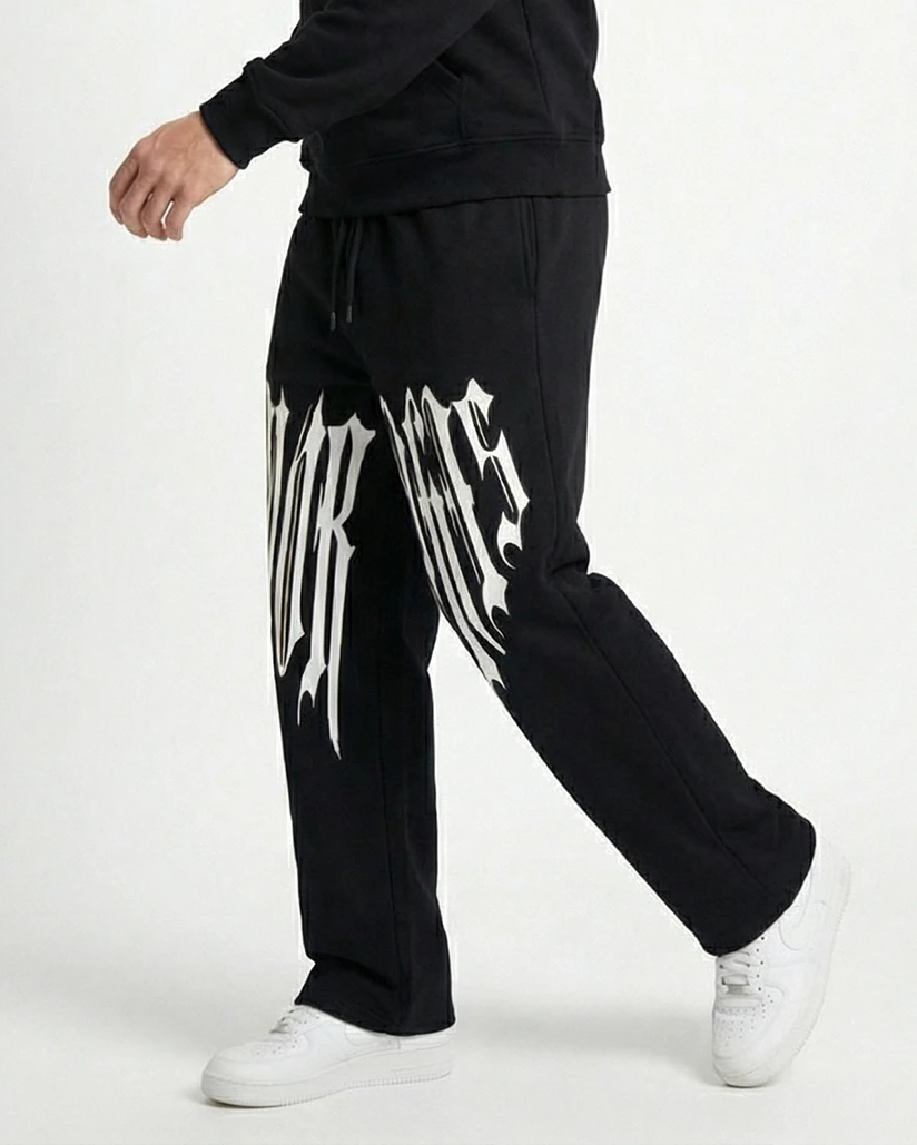 Erkek Black Reverse Baskı Eşofman Altı