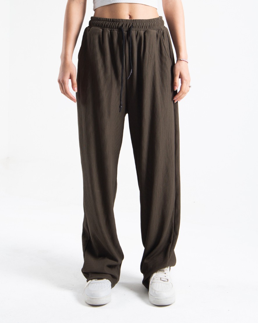 Kadın Haki Fitilli Baggy Pantolon
