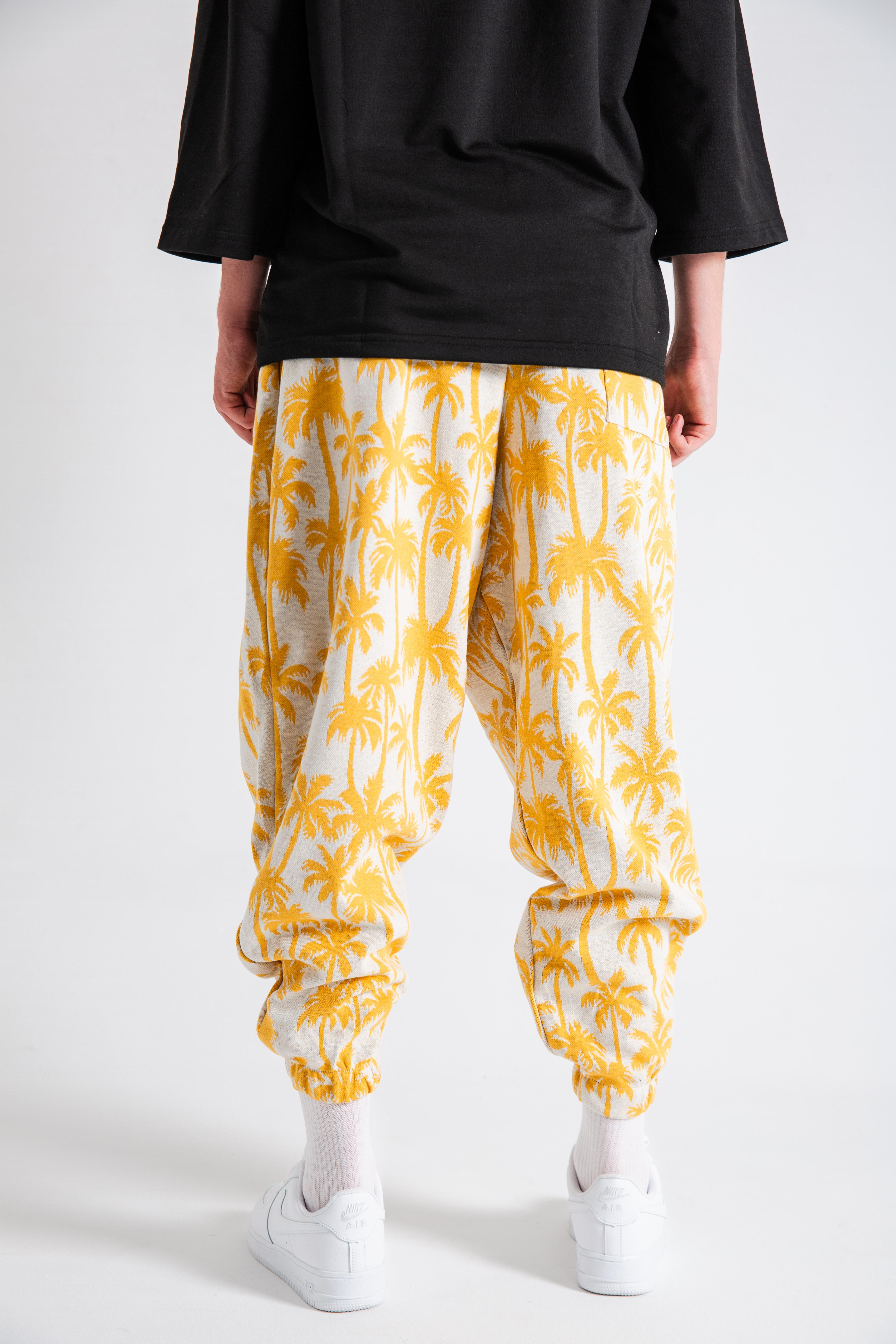 Erkek Yellow Palm Pileli Eşofman Altı
