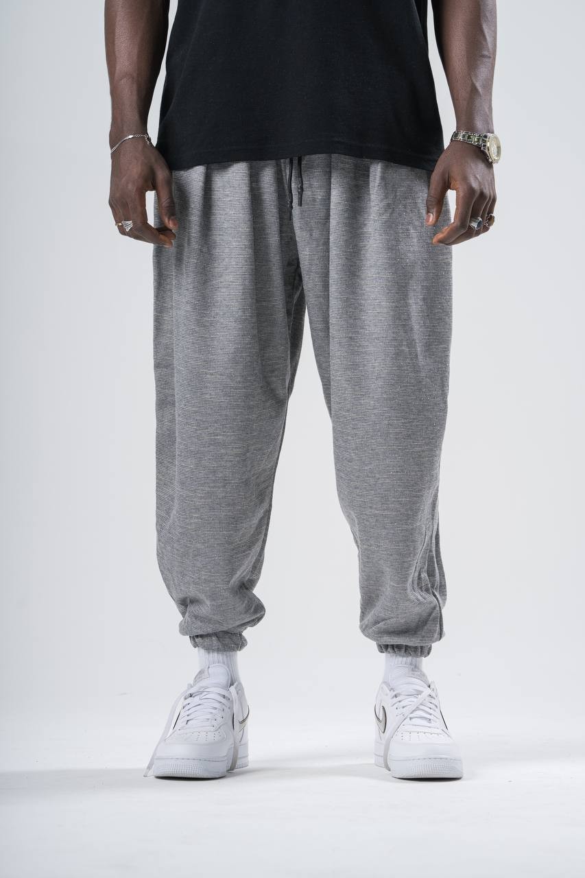 Erkek Gray Straight Pileli Eşofman Altı