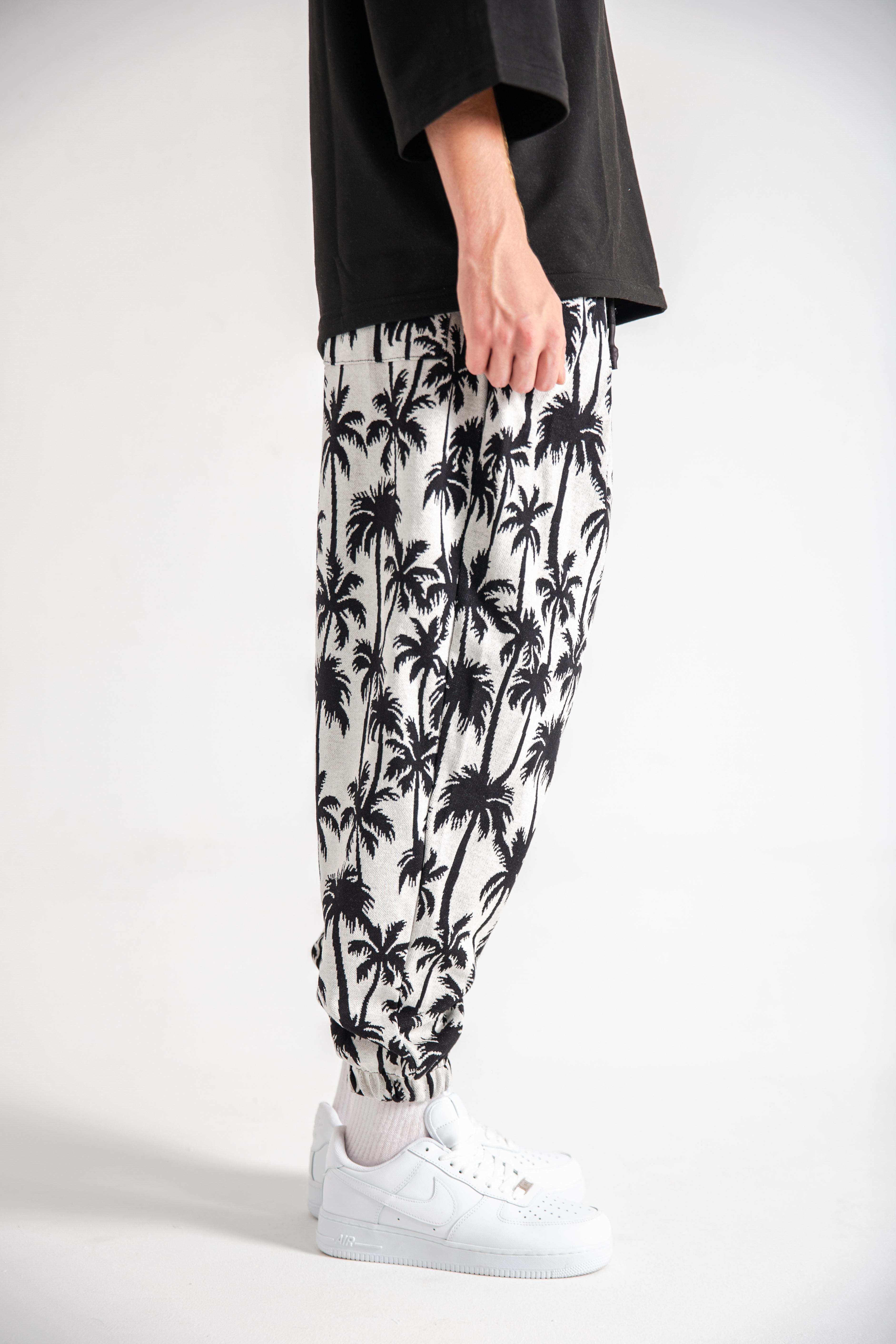Erkek Black Palm Pileli Eşofman Altı