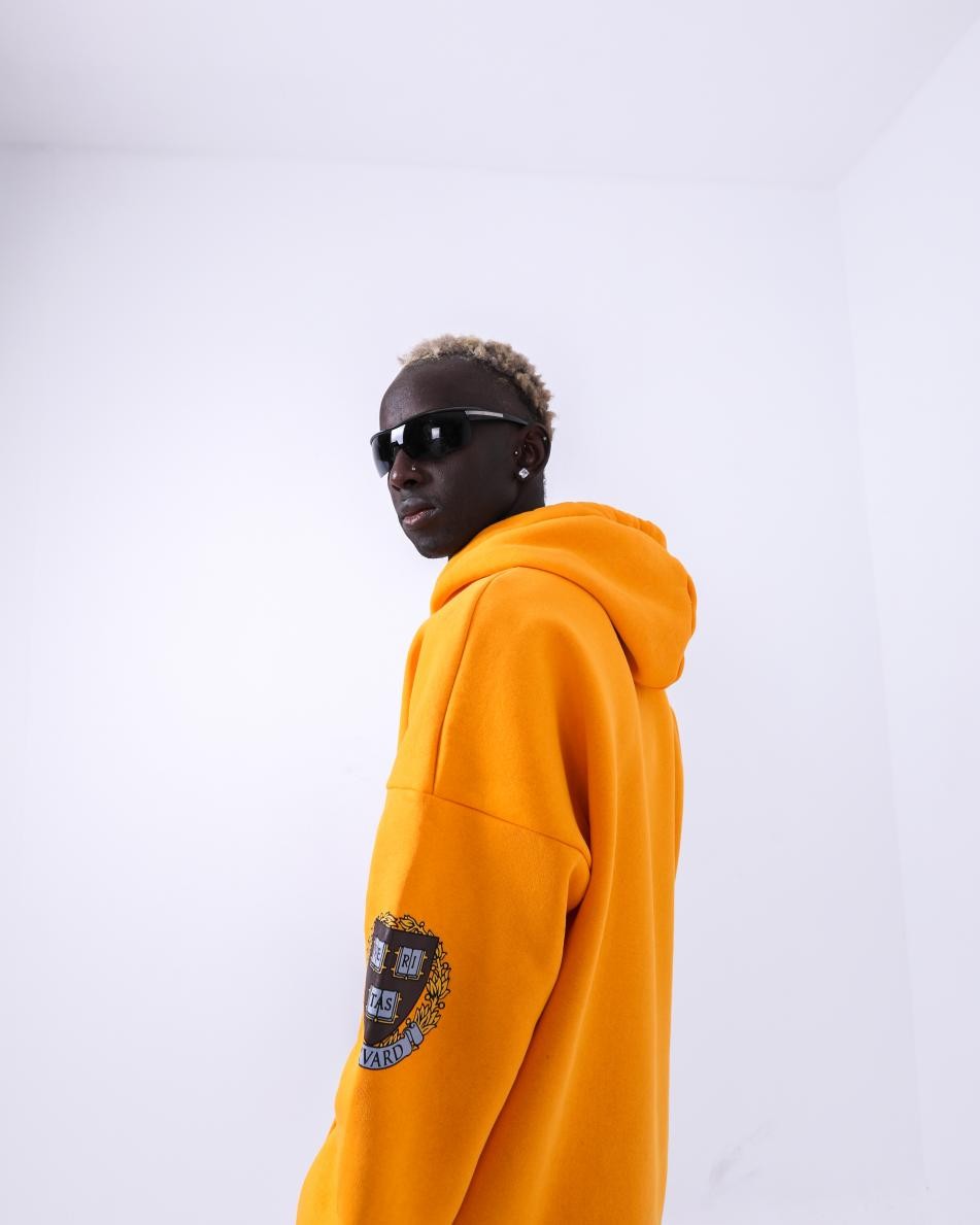 Gerusta Erkek Hardal Harvard Baskılı Oversize Sweatshirt