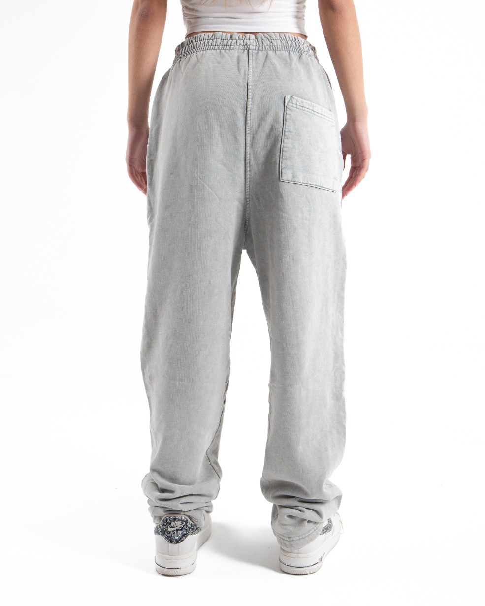Kadın Gri Acid Wash Oversize Eşofman Altı