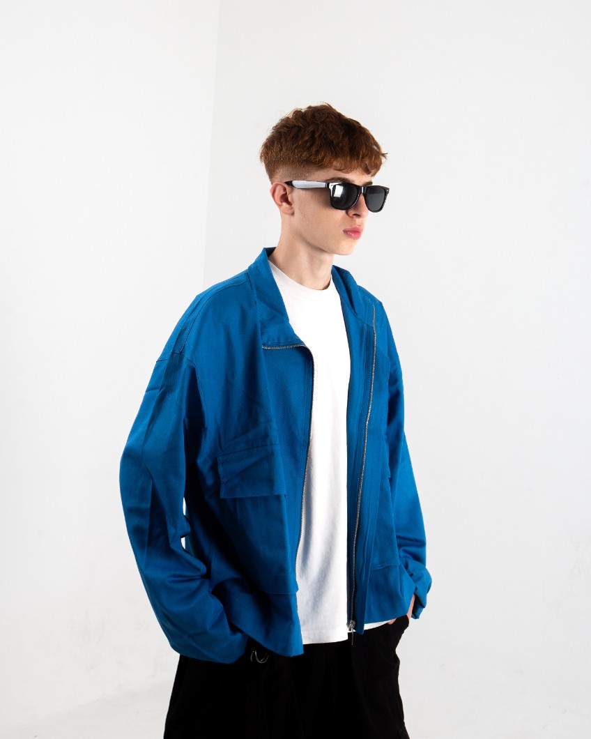 Erkek Saks Blue Oversize Ceket