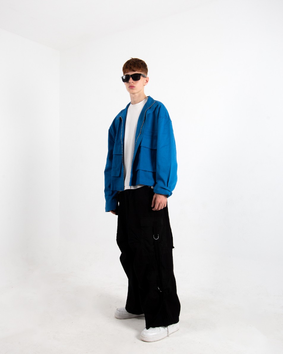 Erkek Saks Blue Oversize Ceket