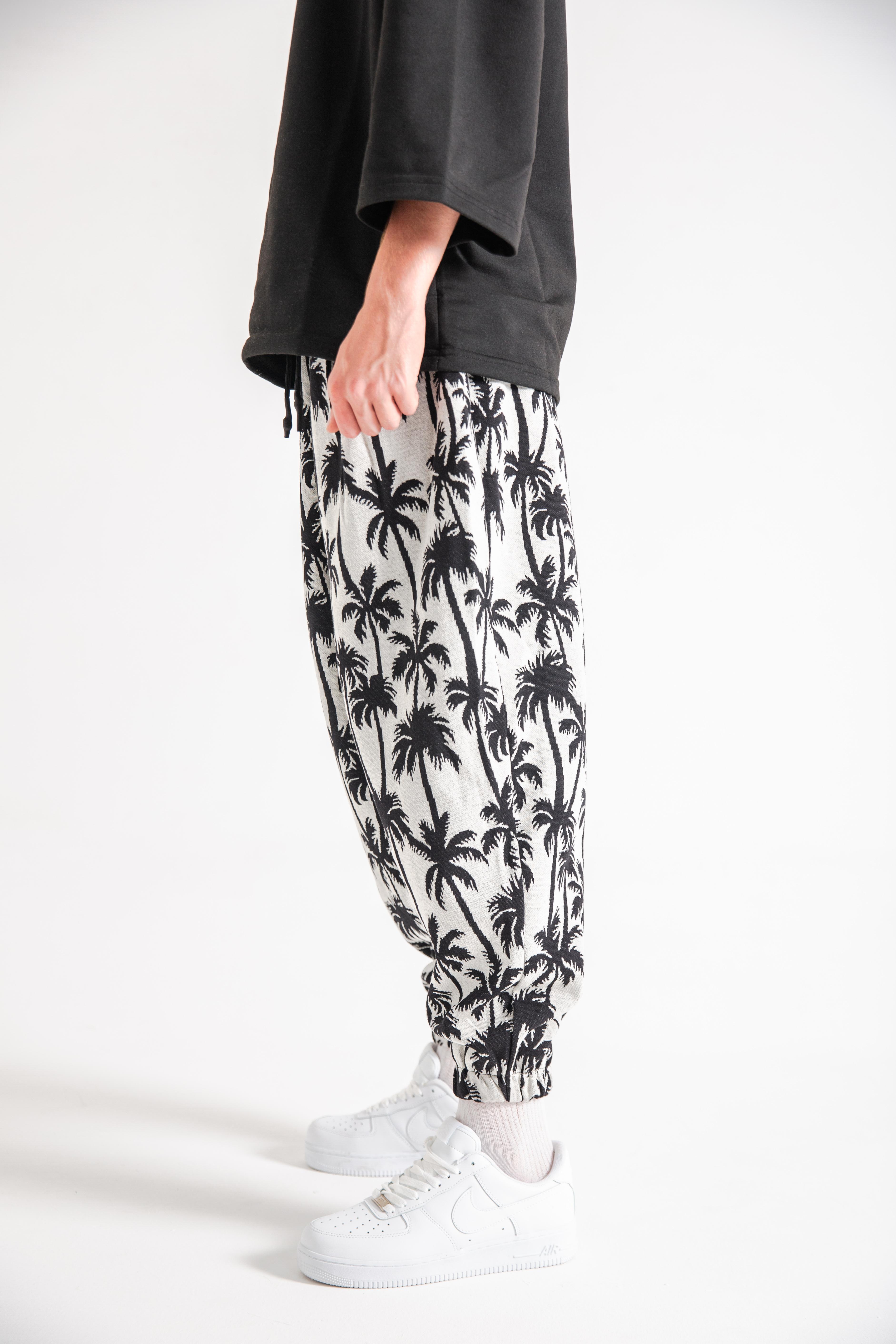 Erkek Black Palm Pileli Eşofman Altı