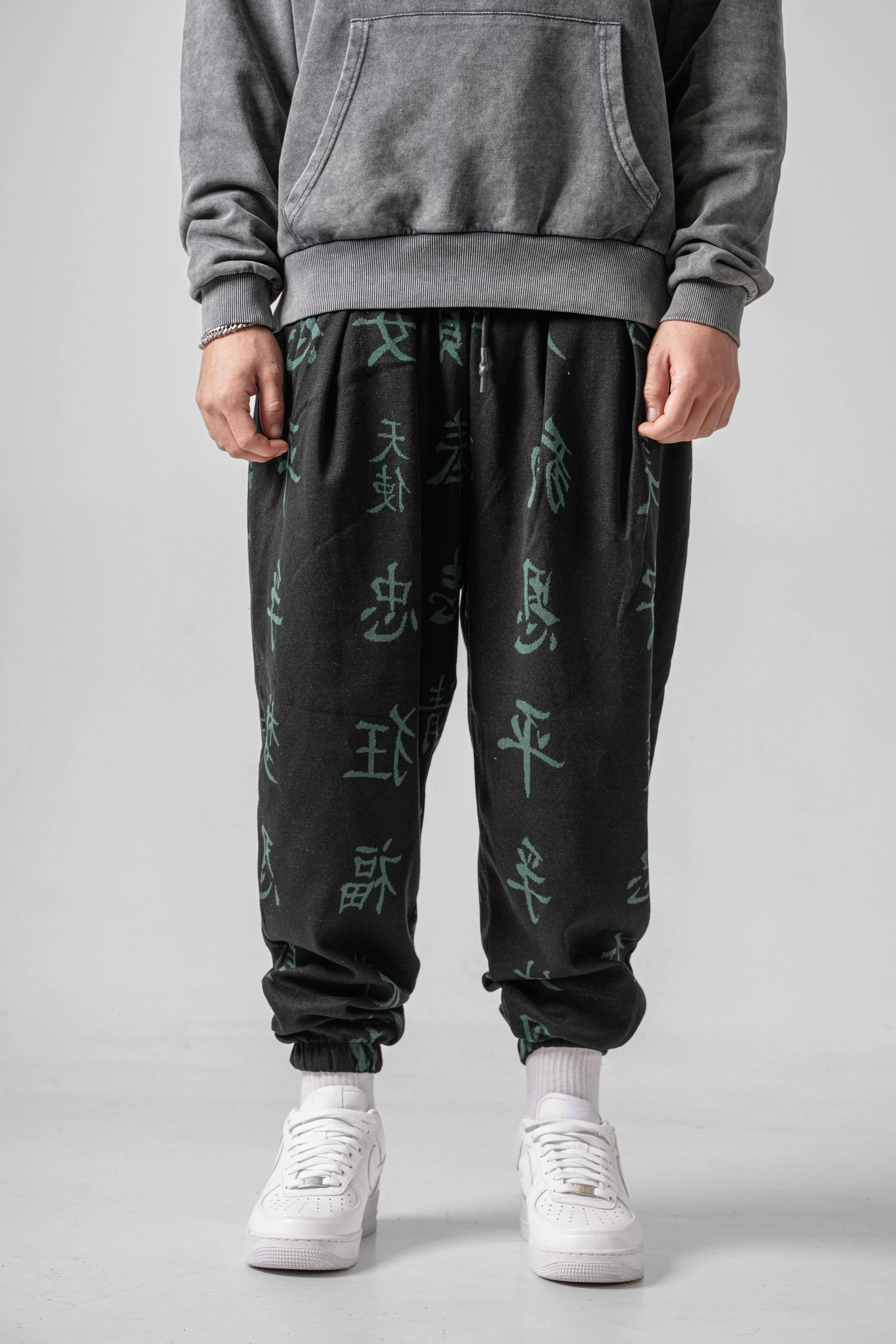 Erkek Green Japon Pileli Yarım Şalvar