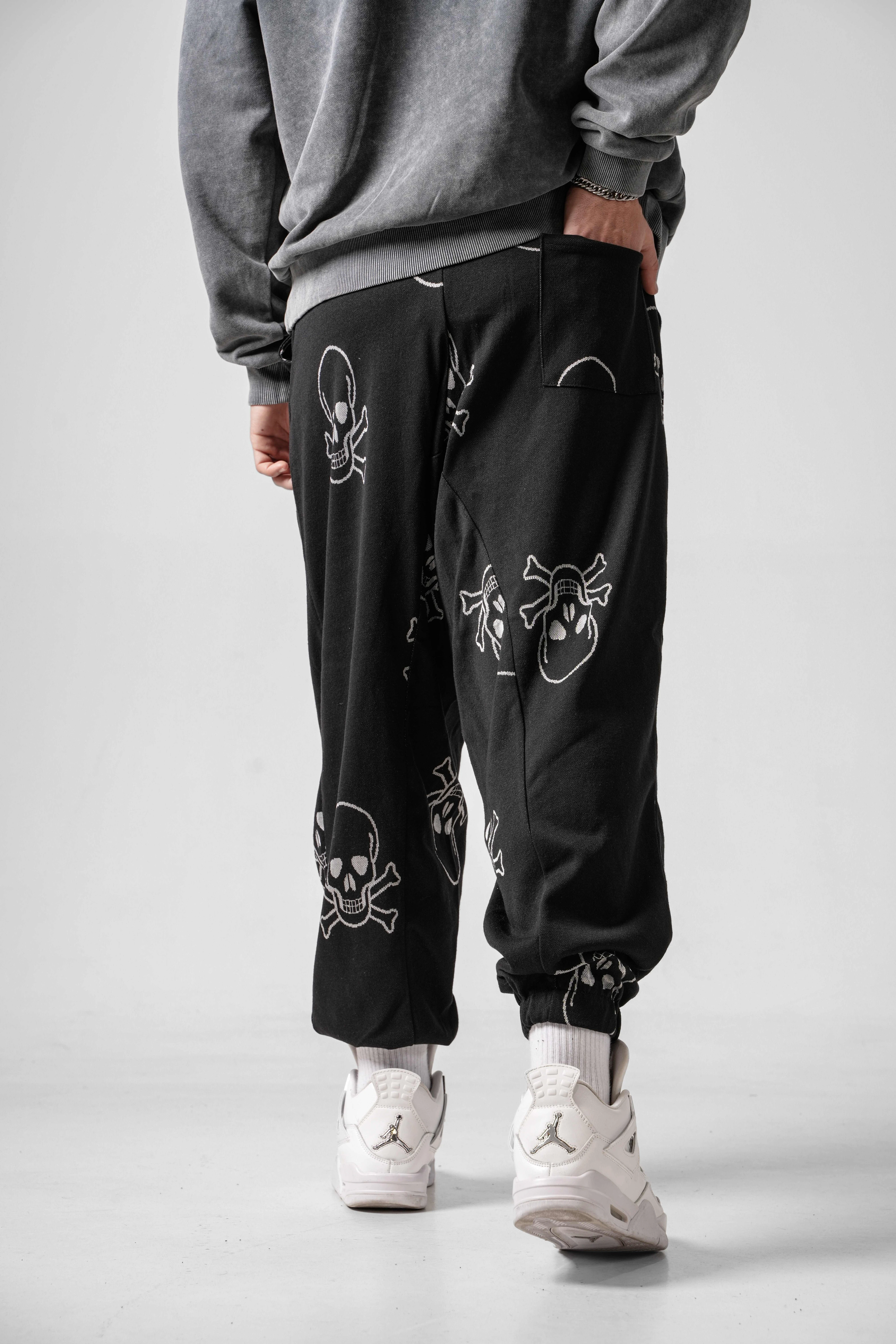 Erkek Death Head Pileli Yarım Şalvar