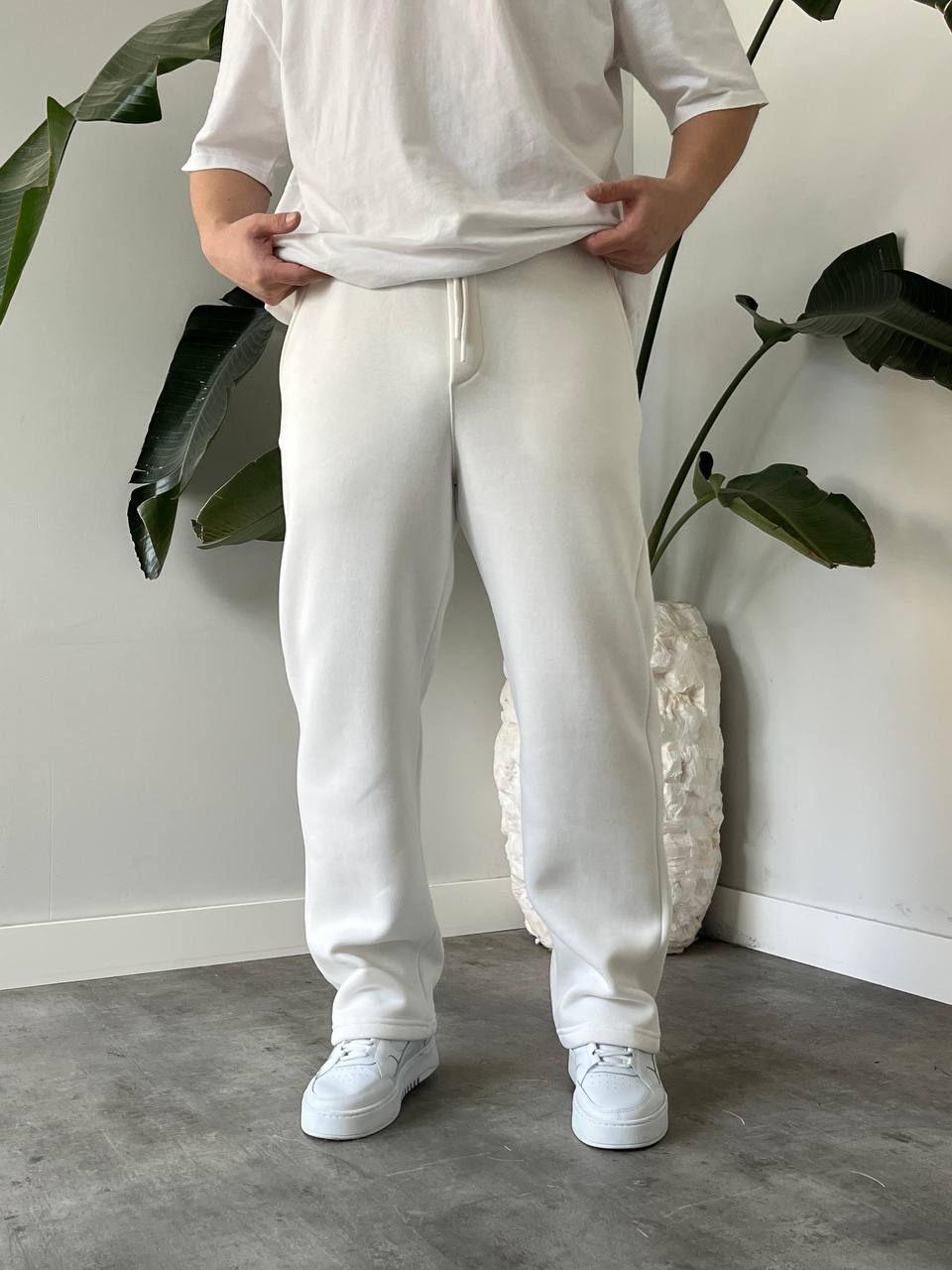 Erkek Beyaz Baggy Pantolon
