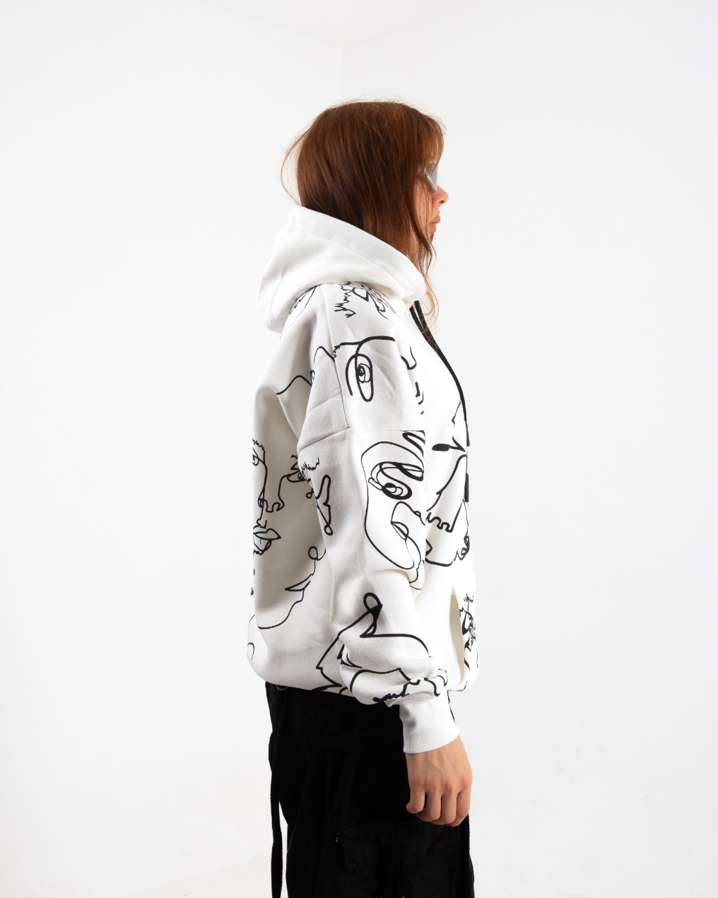 Kadın Ekru Picasso Oversize Sweatshirt