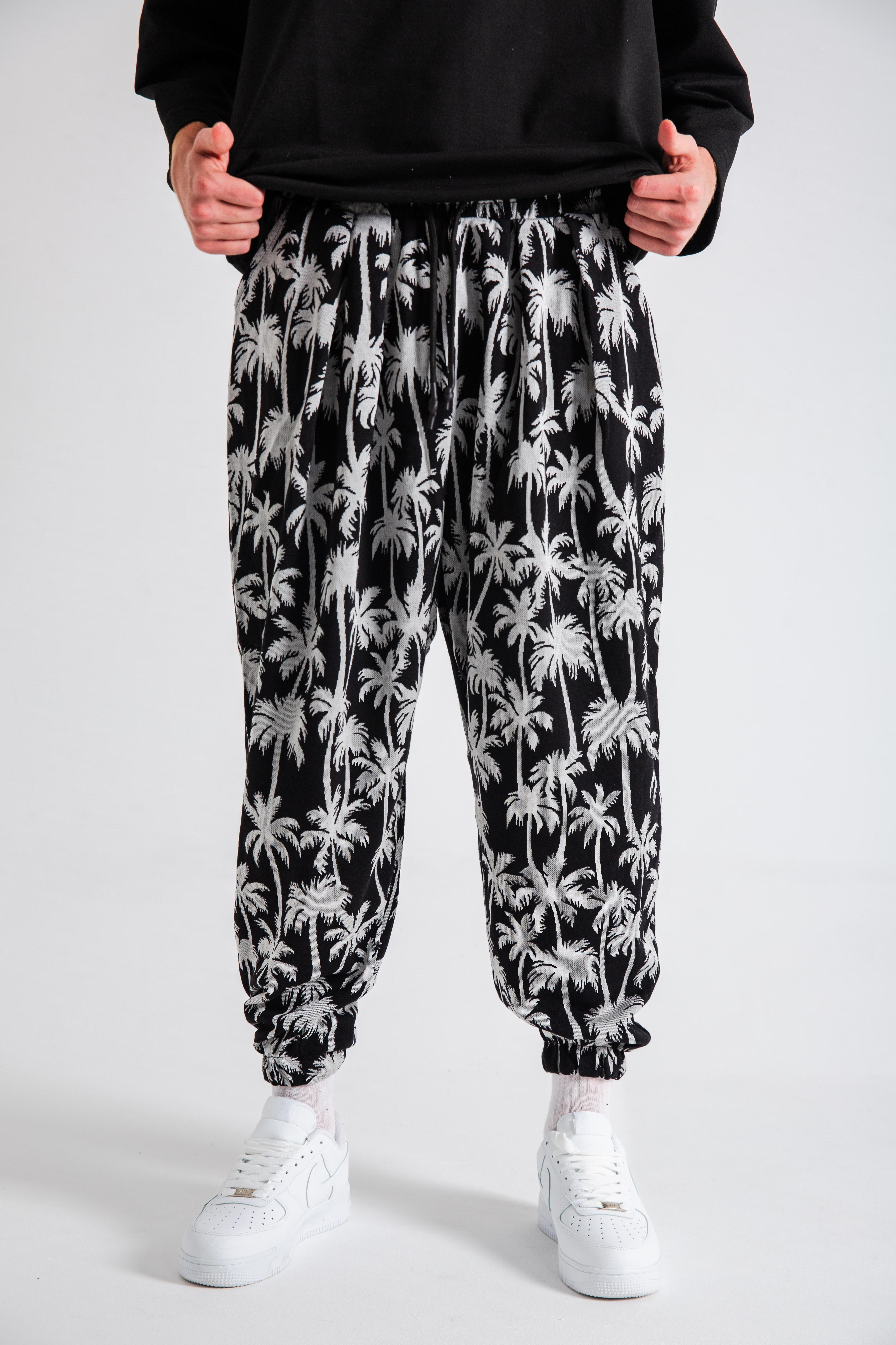 Erkek Full Black Palm Pileli Eşofman Altı