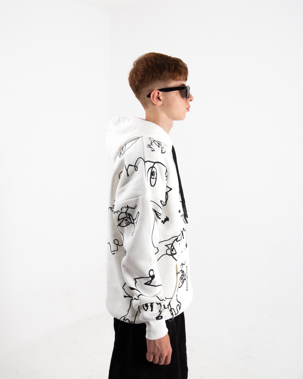 Erkek Ekru Picasso Oversize Sweatshirt