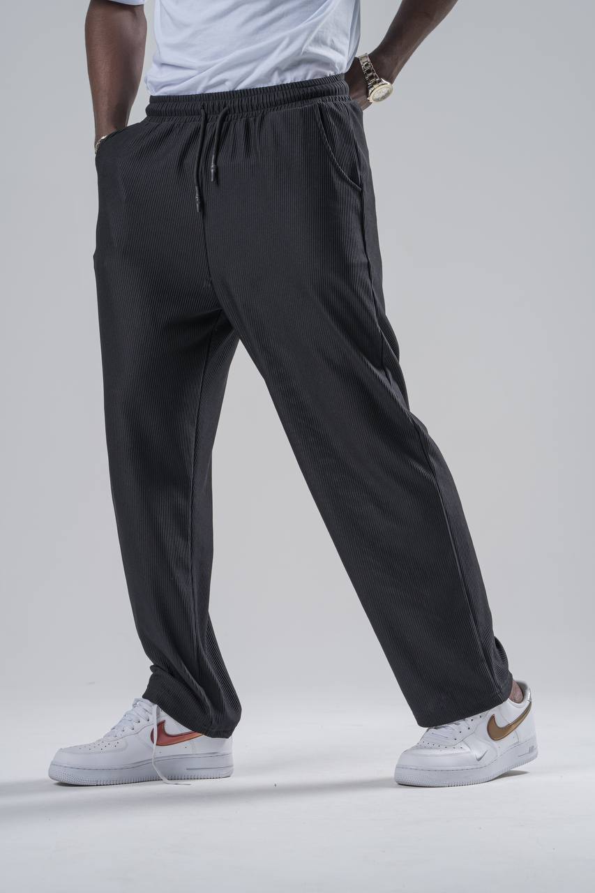Erkek Siyah Fitilli Baggy Pantolon