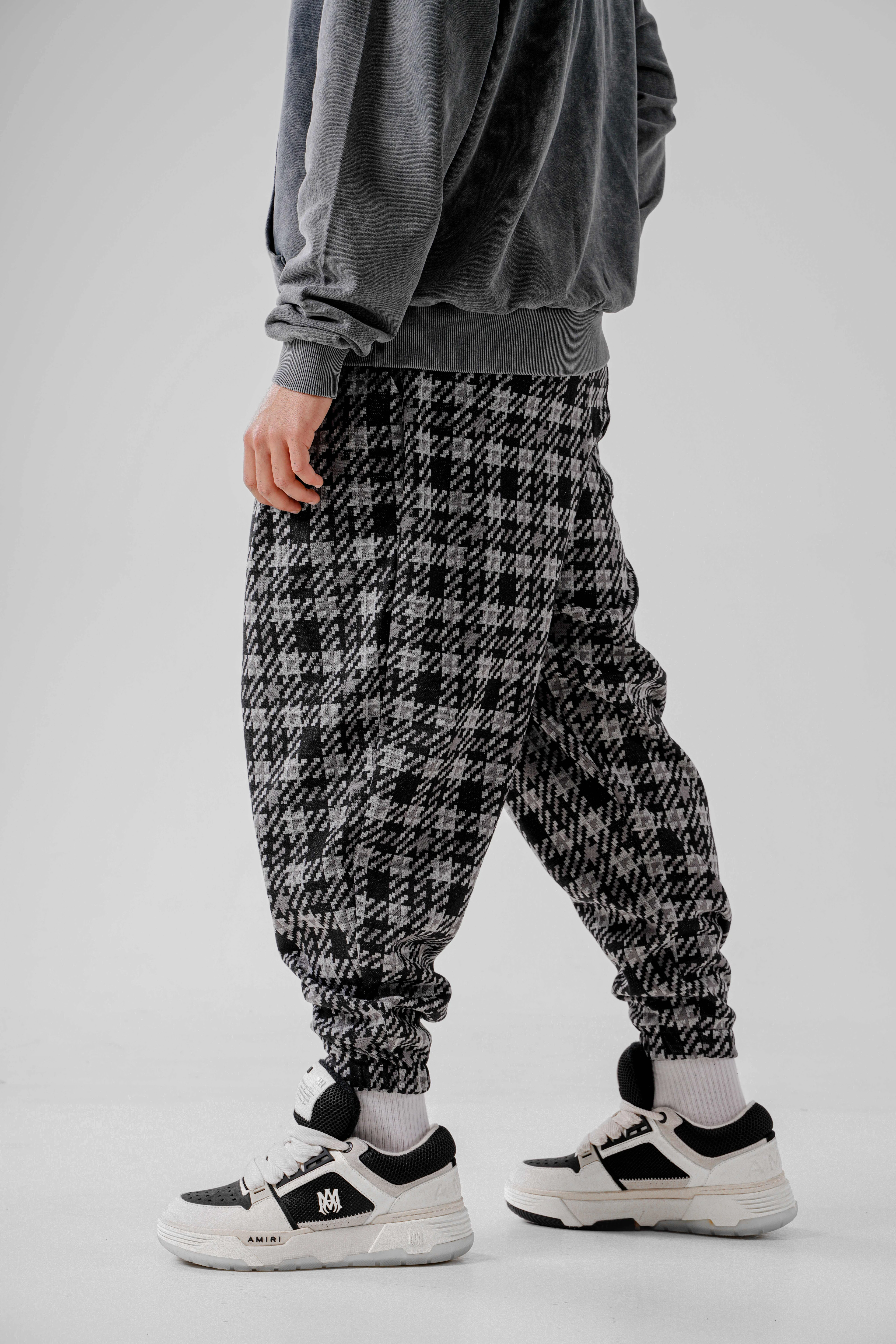 Erkek Gri Pixel Pileli Yarım Şalvar