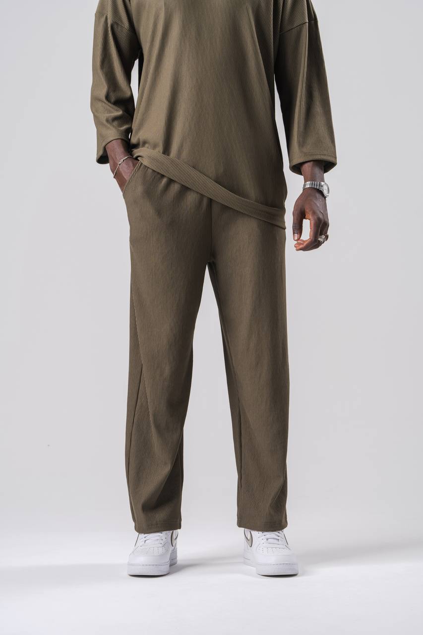 Erkek Haki Fitilli Baggy Pantolon 