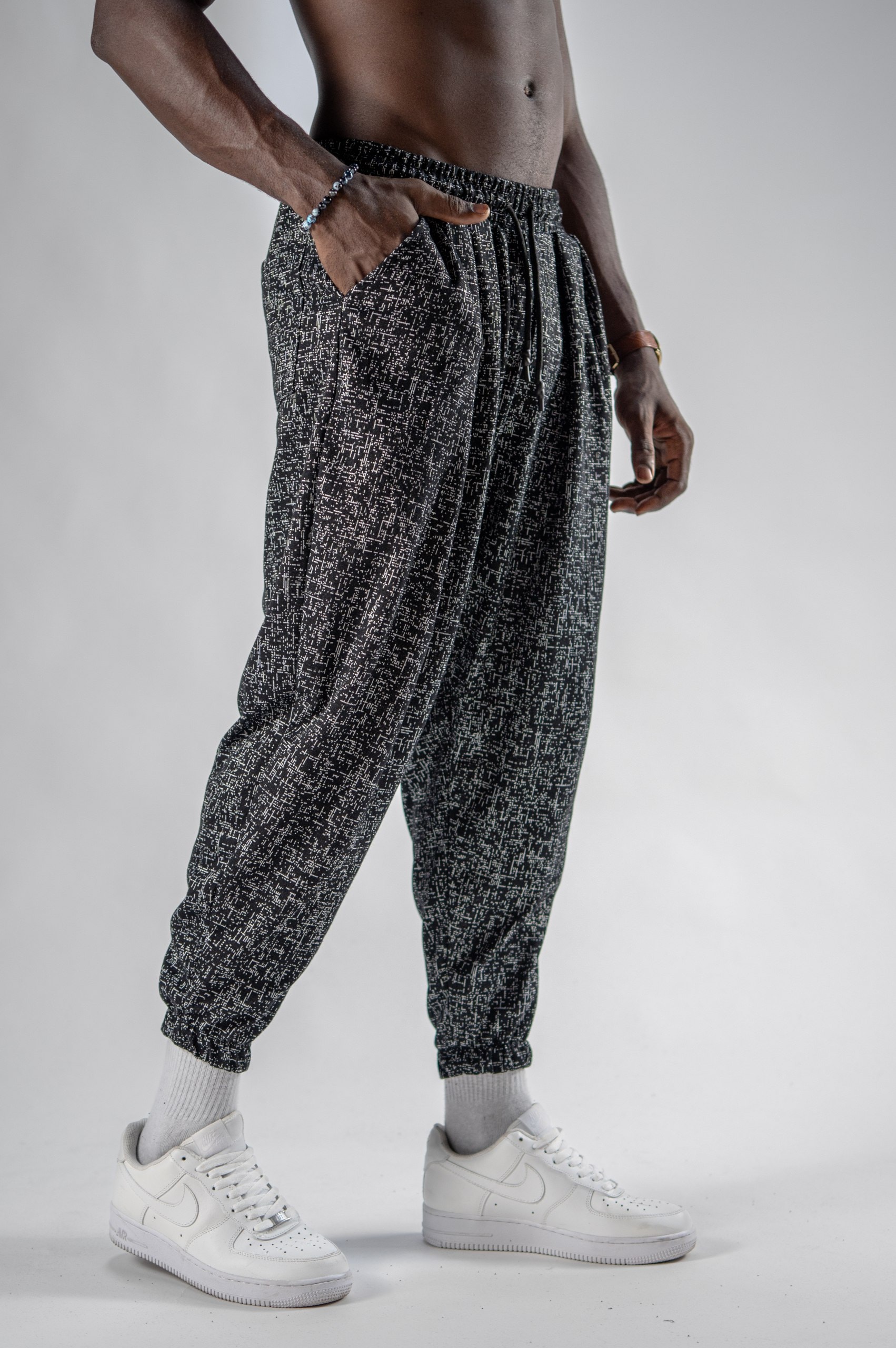 Erkek Snow Pattern Jogger Şalvar Pantolon