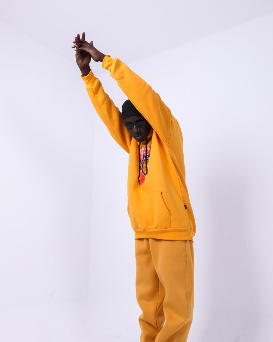 Gerusta Erkek Hardal Relax Baskılı Oversize Sweatshirt