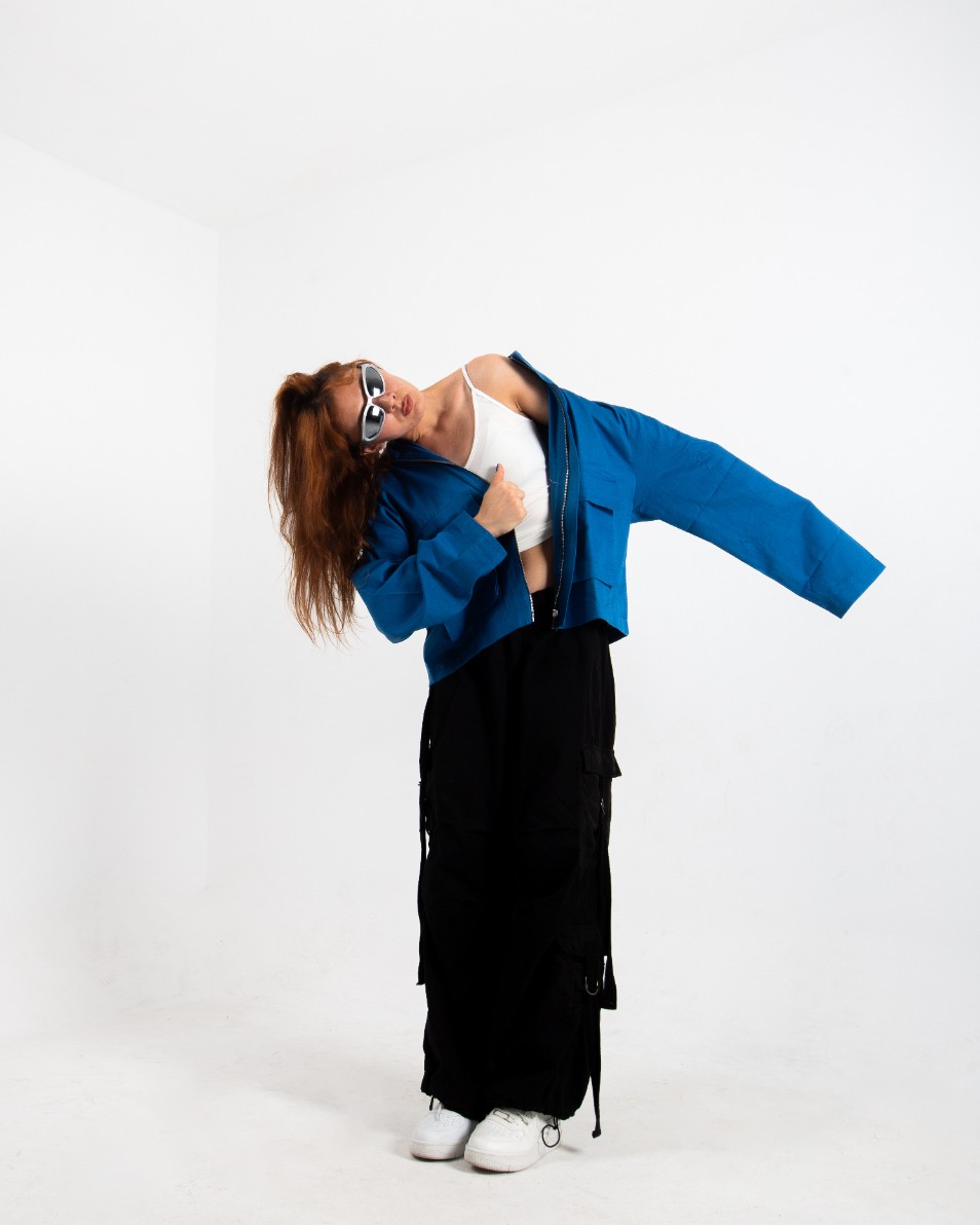 Kadın Saks Blue Oversize Ceket 