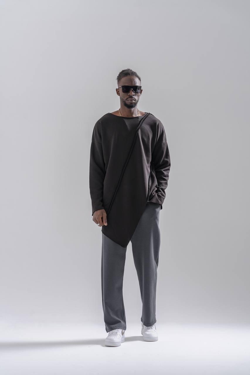 Erkek Asimetrik Ters Dikişli Sweat