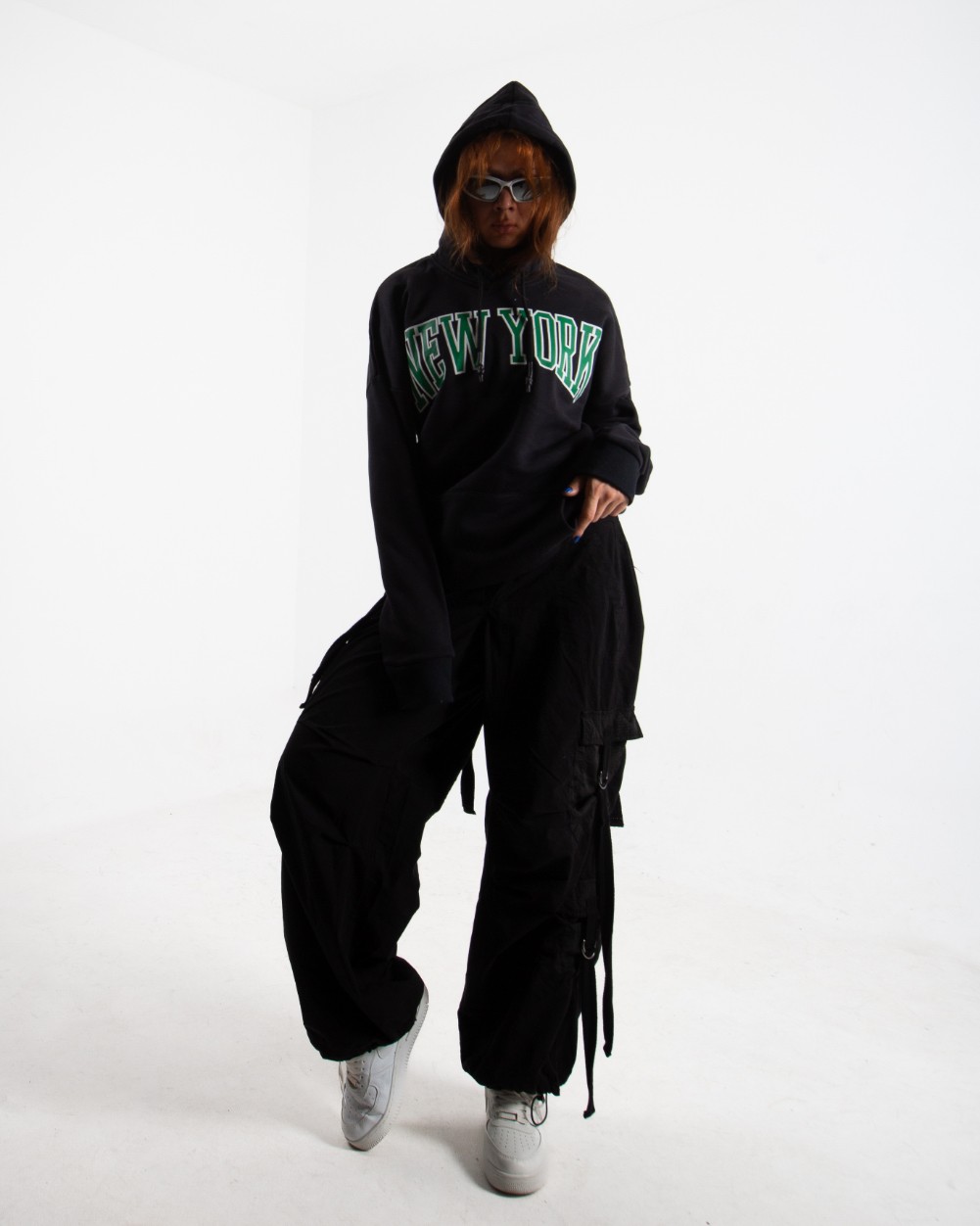 Kadın Siyah New York Oversize Sweatshirt
