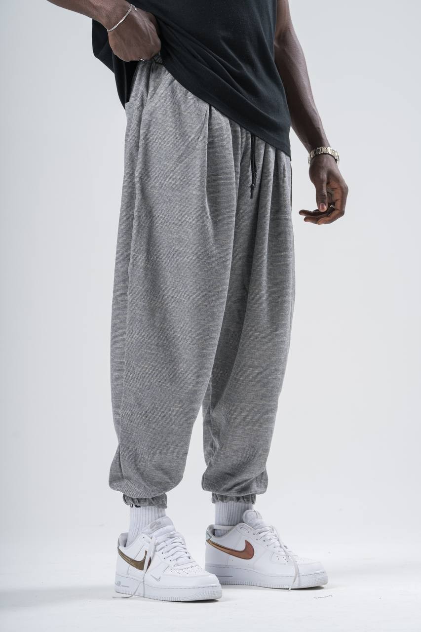Erkek Gray Straight Pileli Eşofman Altı