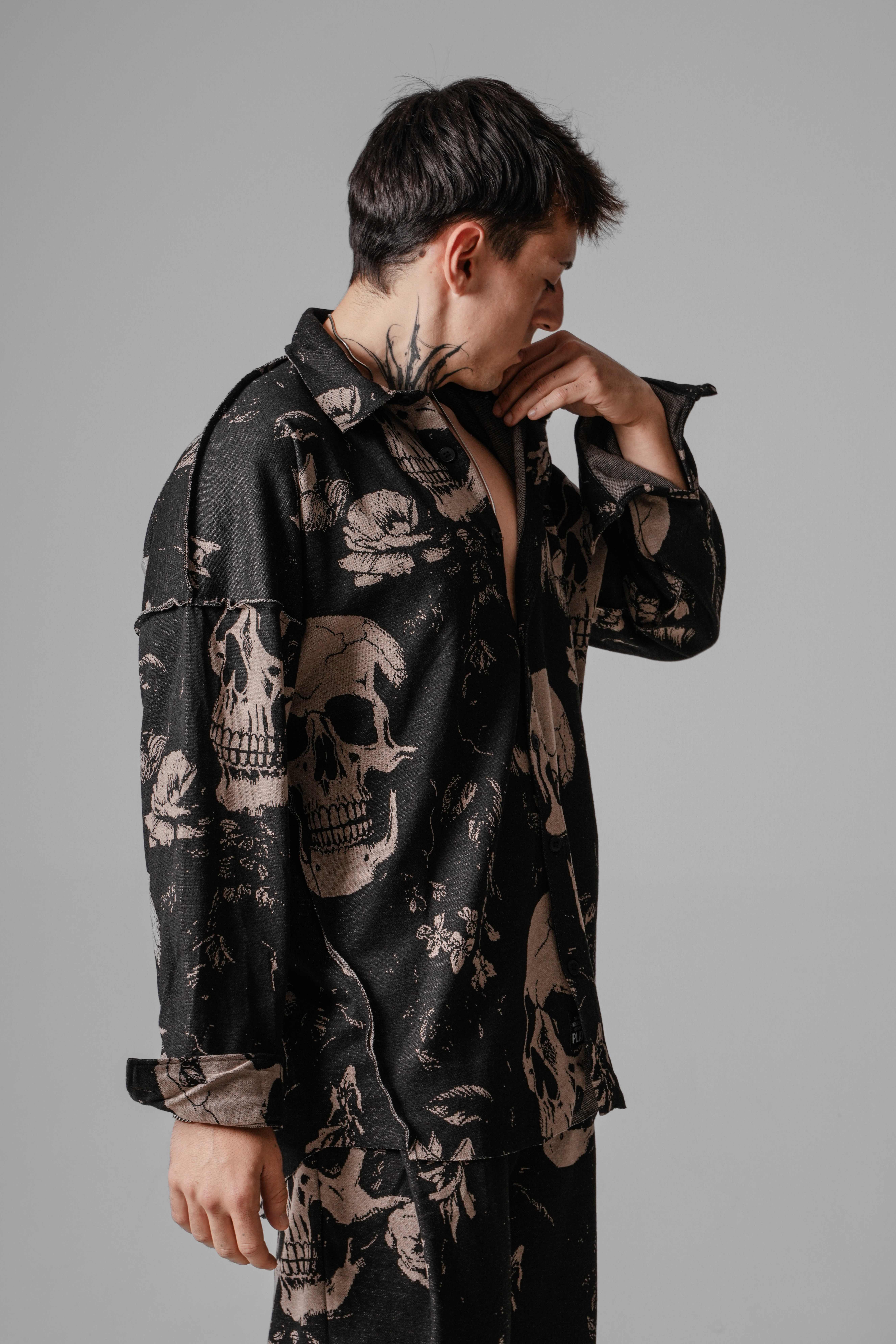 Erkek Kahverengi Kuru Kafa Oversize Gömlek