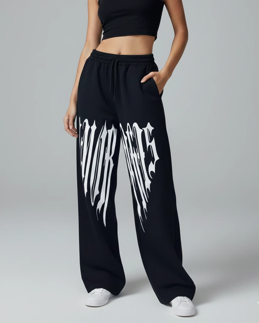 Kadın Black Reverse Baskı Eşofman Altı