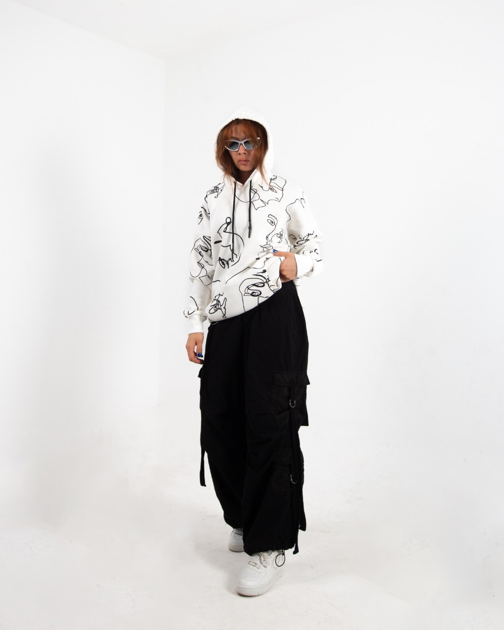 Kadın Ekru Picasso Oversize Sweatshirt