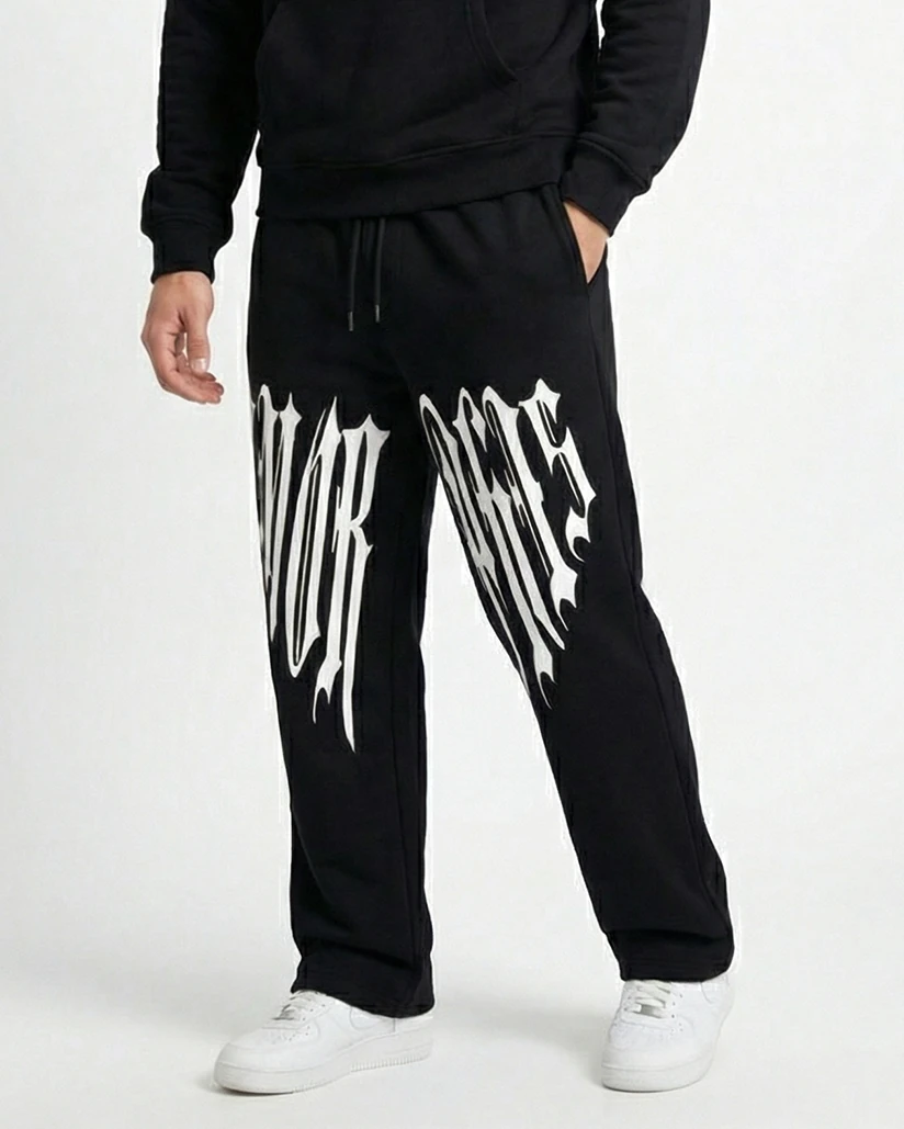 Erkek Black Reverse Baskı Eşofman Altı