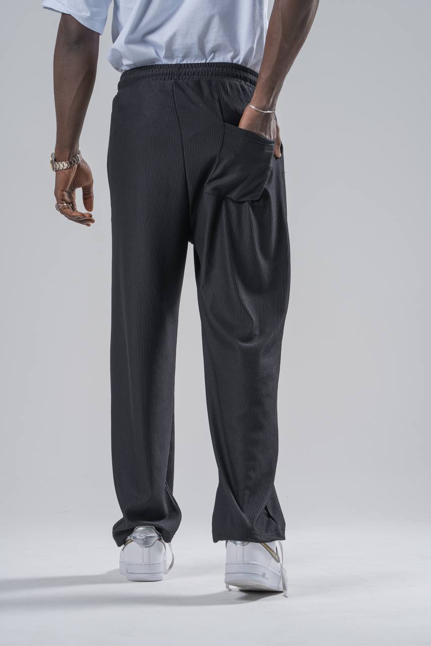 Erkek Siyah Fitilli Baggy Pantolon
